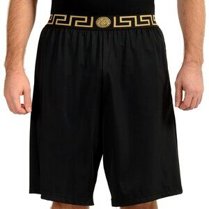 Versace Men's Gold Greeca Border Black Rushguard Shorts Versace sz 4 US S IT 48
